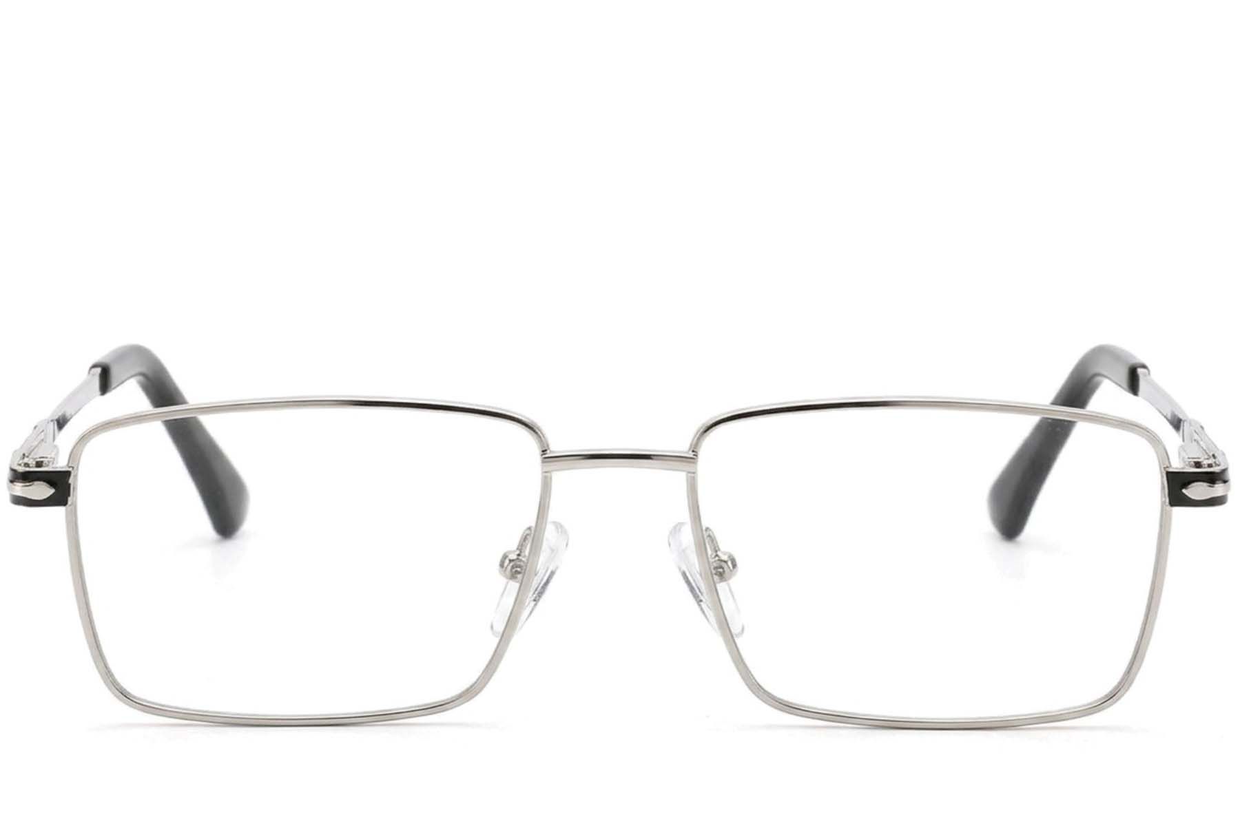 Rechteckige silberfarbene Metallbrille #BS2012-4328