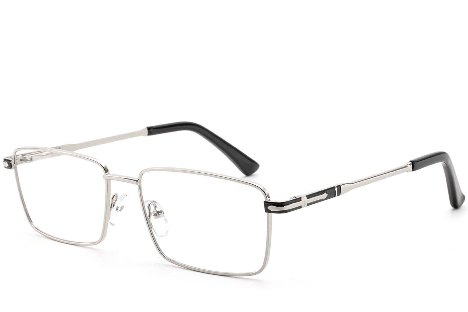 Rechteckige silberfarbene Metallbrille #BS2012-4328