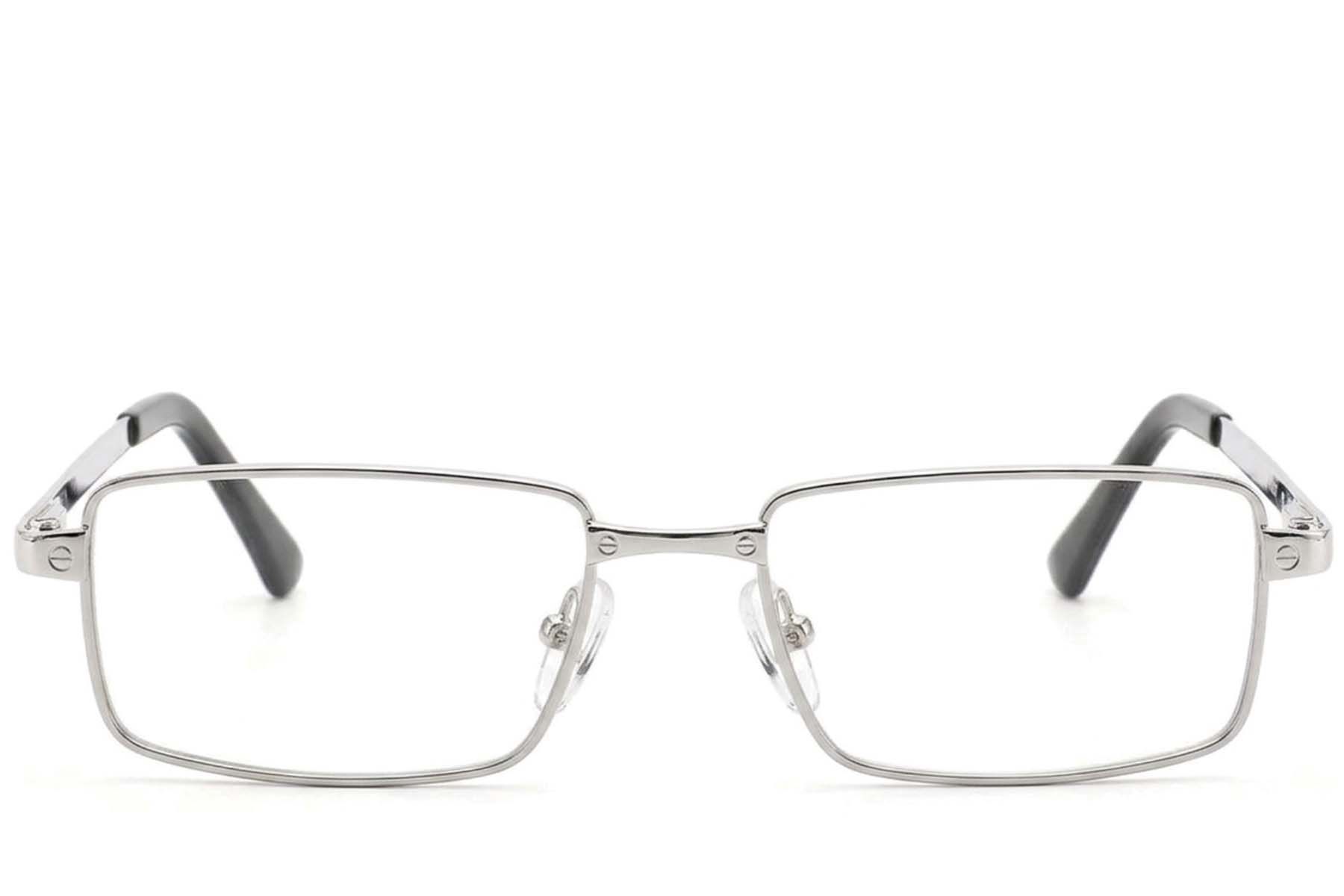 Rechteckige silberfarbene Metallbrille #BS2012-4333