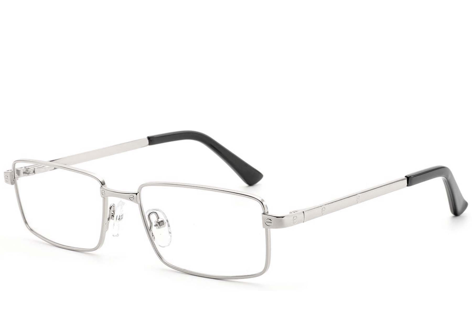 Rechteckige silberfarbene Metallbrille #BS2012-4333