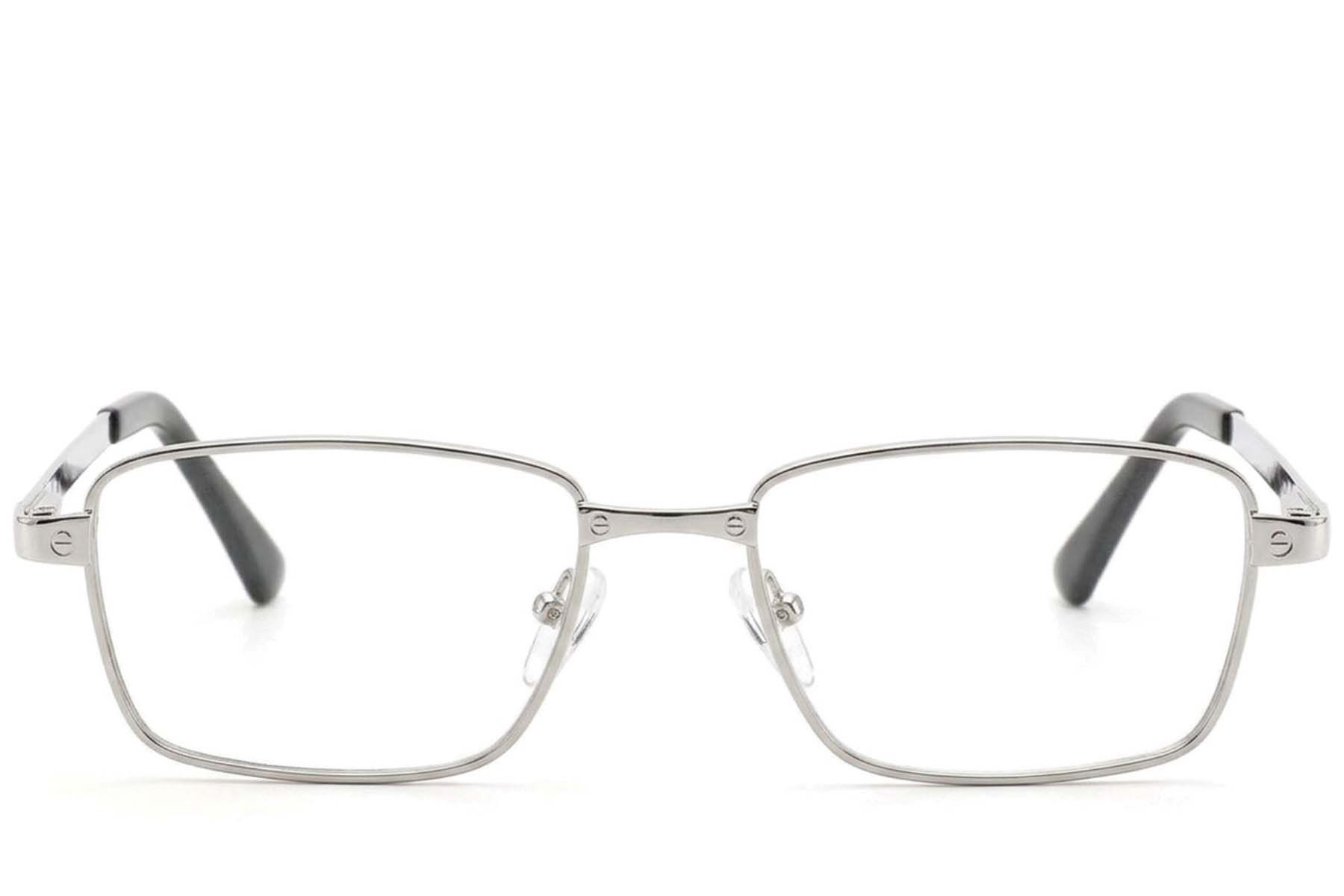 Rechteckige silberfarbene Metallbrille #BS2012-4338