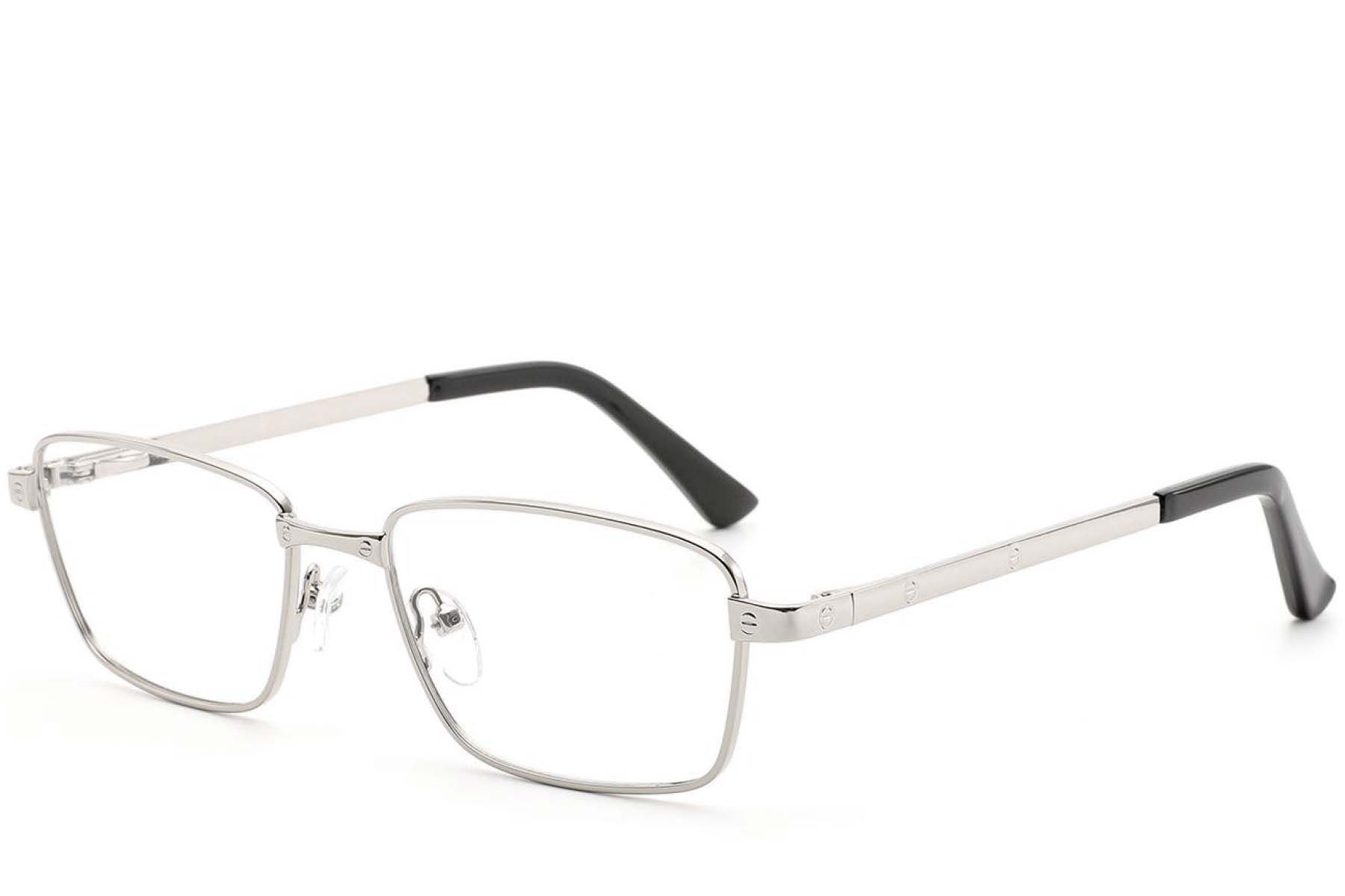 Rechteckige silberfarbene Metallbrille #BS2012-4338