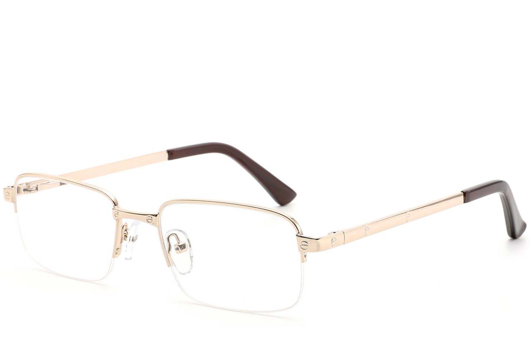 Halbrandlose goldene Metallbrille #BS2012-4358