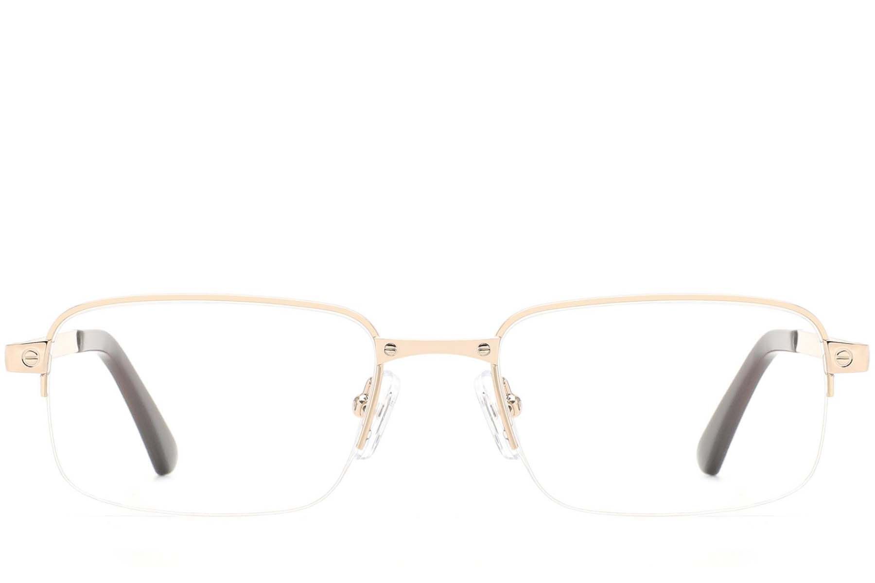 Halbrandlose goldene Metallbrille #BS2012-4358