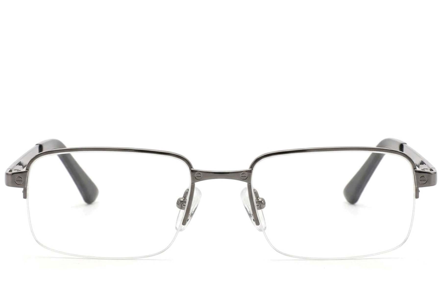 Halbrandlose graue Metallbrille #BS2012-4359