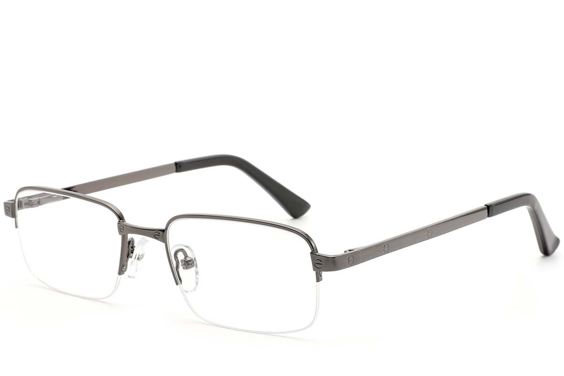 Halbrandlose graue Metallbrille #BS2012-4359
