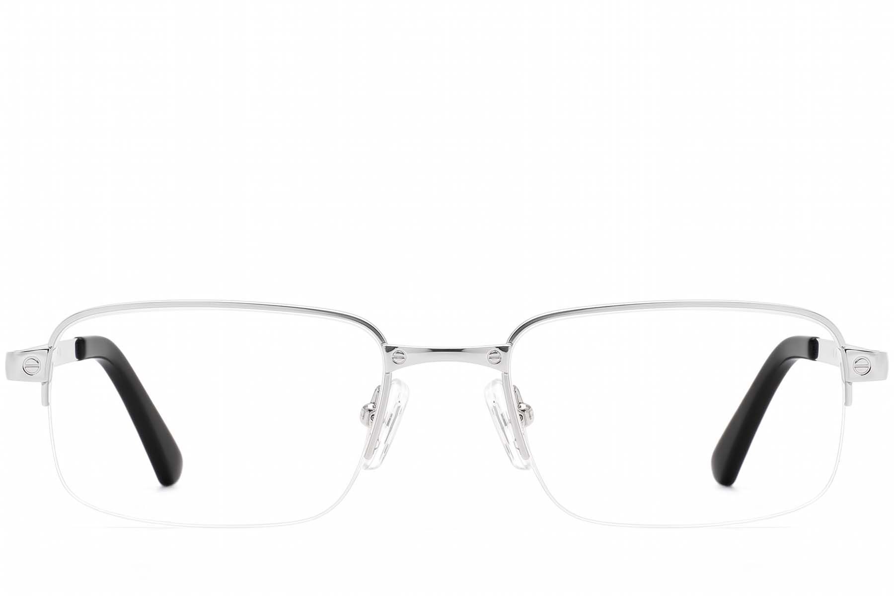 Halbrandlose silberne Metallbrille #BS2012-4361