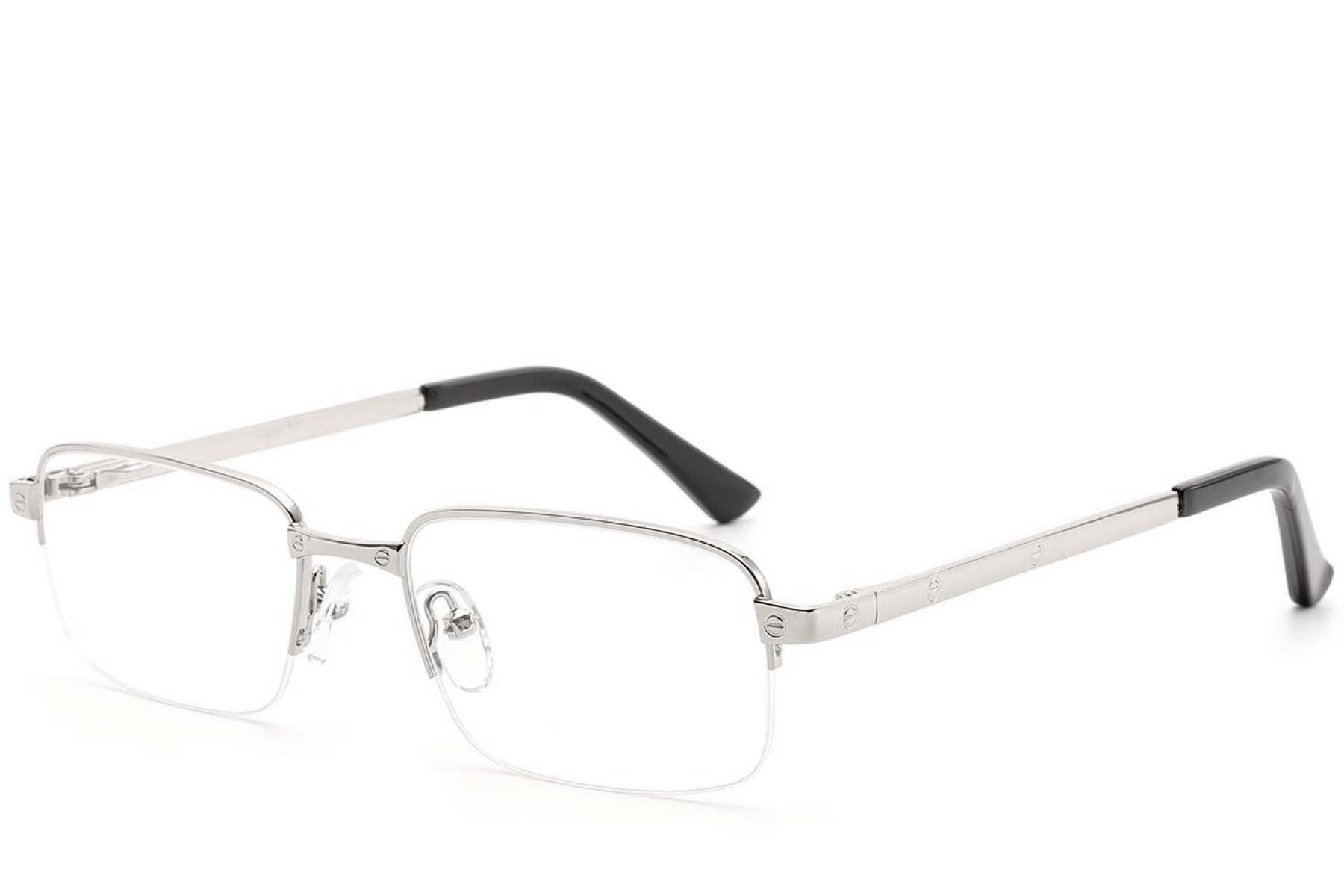 Halbrandlose silberne Metallbrille #BS2012-4361