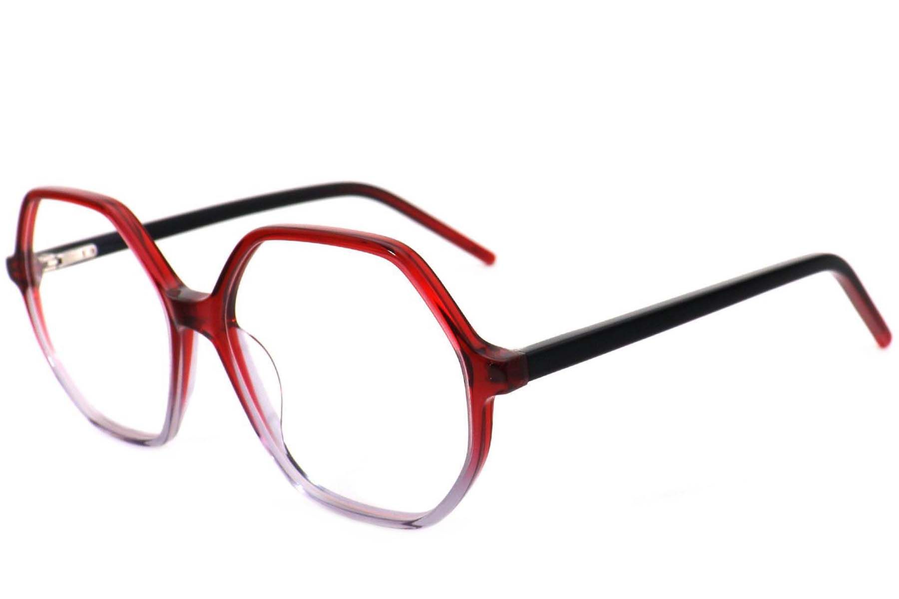 Geometric Red Acetate Glasses #BS2012-4397