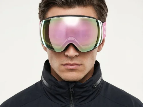 Unregelmäßige weiße Skibrille aus TPU-Kunststoff mit magnetischer Linse #BS2019-0006