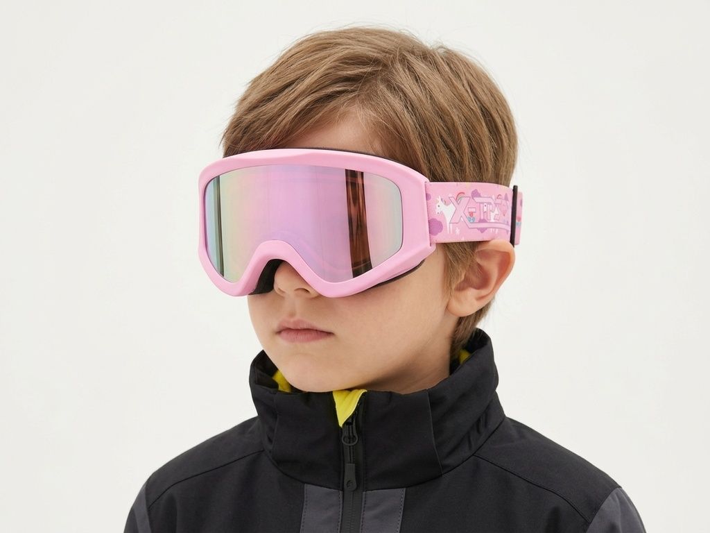 Irregular Pink TPU Plastic Kids Ski Goggles #BS2019-0015