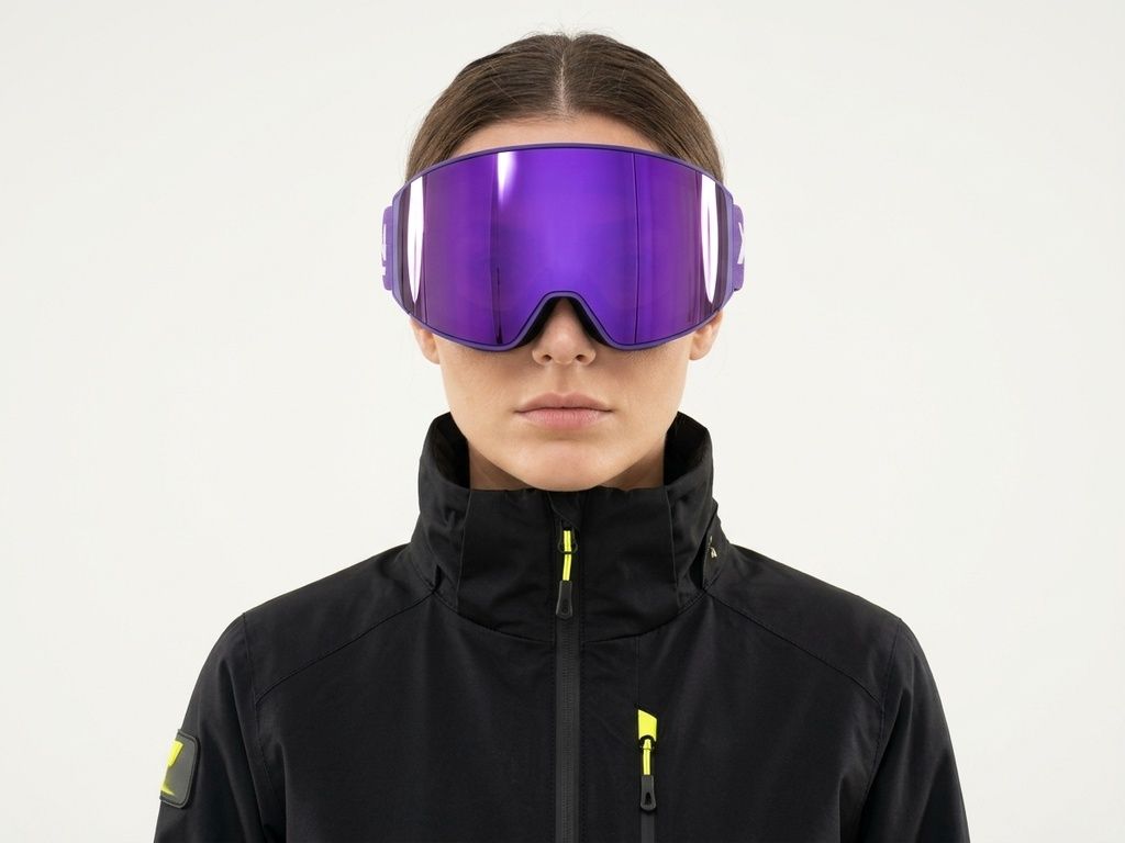 Irregular Purple TPU Plastic Magnetic Lens Ski Goggles #BS2019-0018