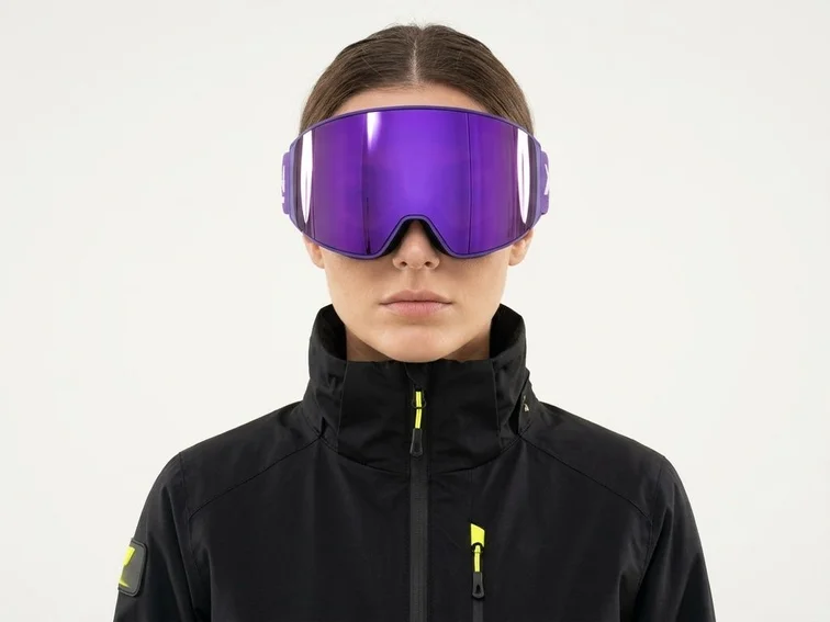 Irregular Purple TPU Plastic Magnetic Lens Ski Goggles #BS2019-0018