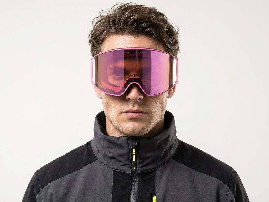 Irregular Pink TPU Plastic Magnetic Lens Ski Goggles #BS2019-0019