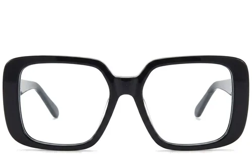 Lunettes rectangulaires en acétate noir #BS218-0553