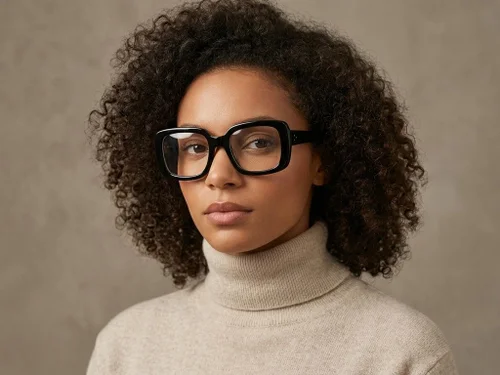 Lunettes rectangulaires en acétate noir #BS218-0553