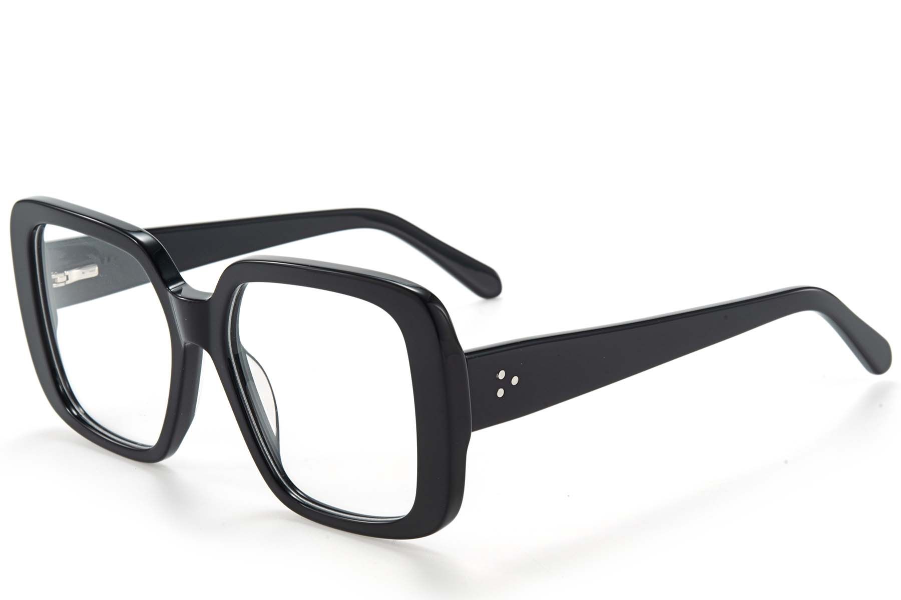 Rectangular Black Acetate Glasses #BS218-0553