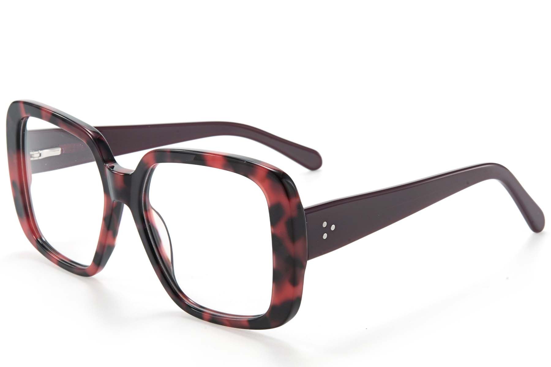 Rectangular Red Acetate Glasses #BS218-0555