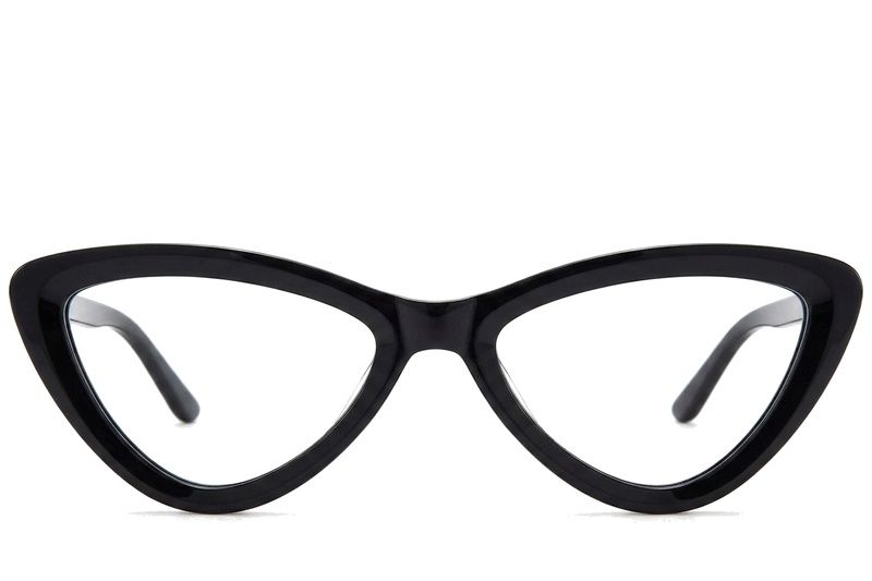 Occhiali in acetato nero a forma di farfalla #BS218-0558