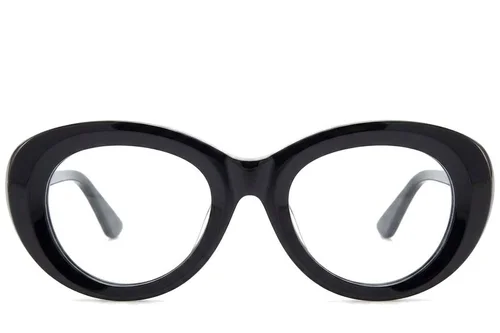 Lunettes ovales en acétate noir #BS218-0563