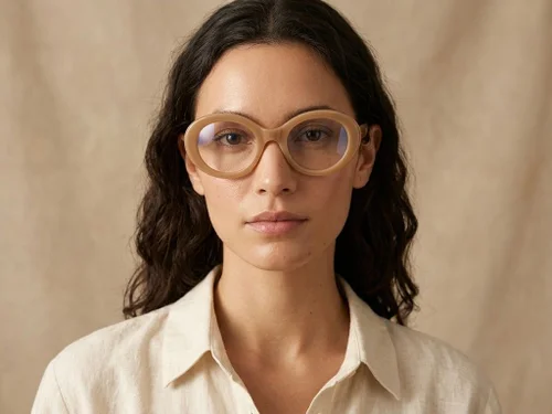 Lunettes ovales en acétate brun #BS218-0564