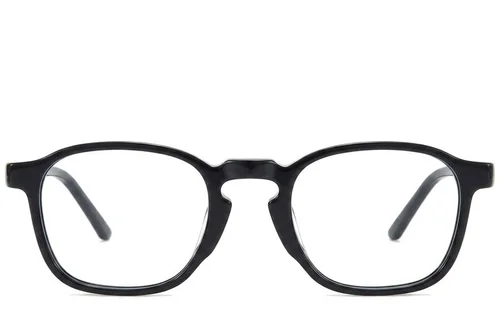 Lunettes ovales en acétate noir #BS218-0568