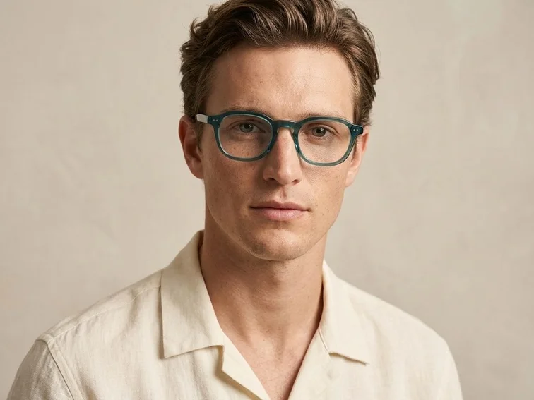 Oval Blue Acetate Glasses #BS218-0571