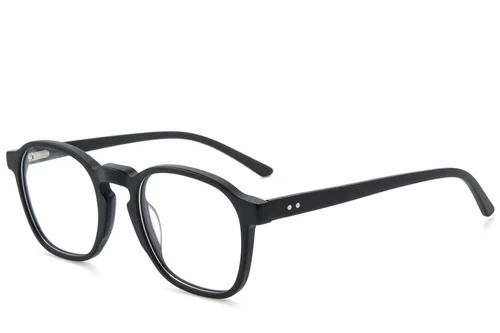 Lunettes ovales en acétate noir #BS218-0572