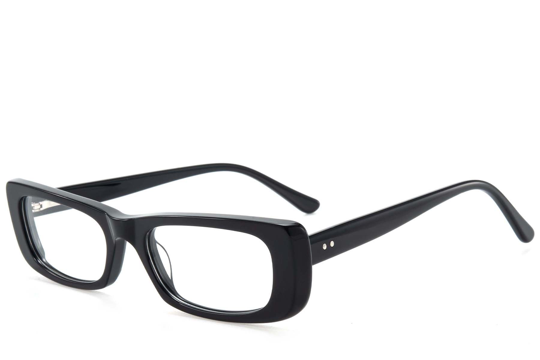 Rechteckige schwarze Acetatbrille #BS218-0573