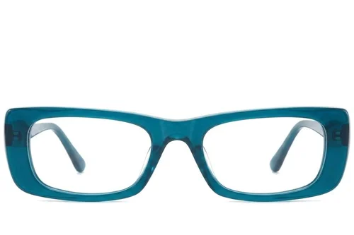 Lunettes rectangulaires en acétate bleu #BS218-0576