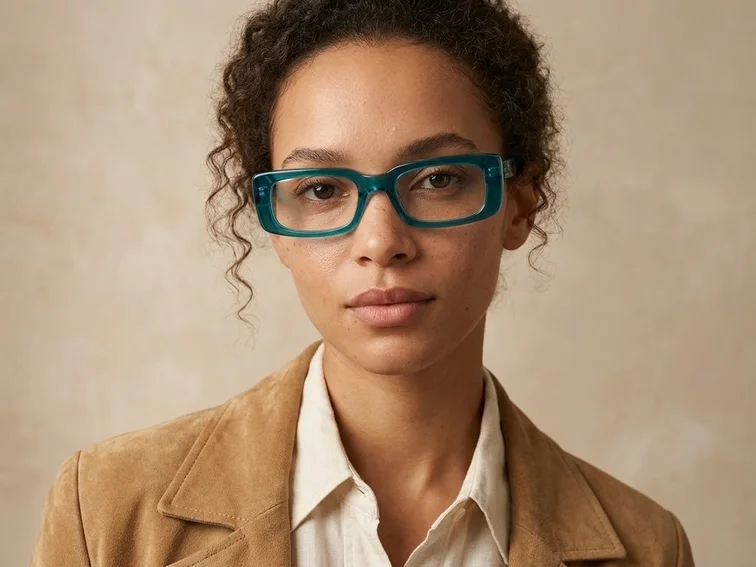 Rectangular Blue Acetate Glasses #BS218-0576