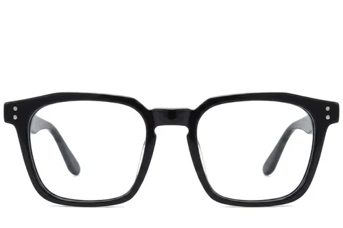 Lunettes rectangulaires en acétate noir #BS218-0593