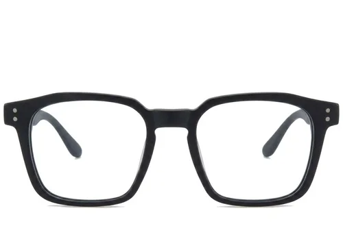 Lunettes rectangulaires en acétate noir #BS218-0597