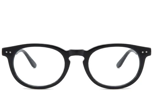 Lunettes ovales en acétate noir #BS218-0598