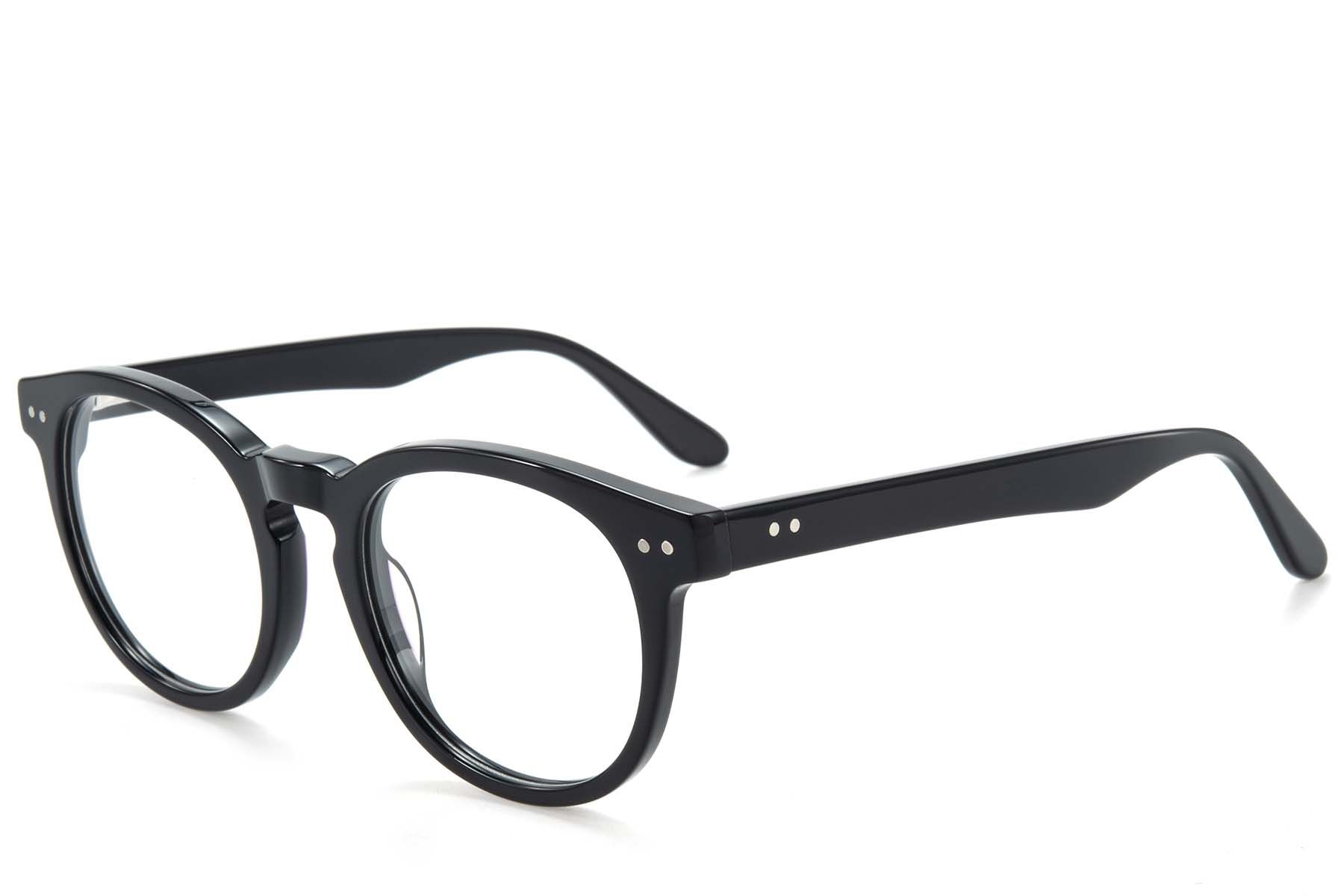 Oval Black Acetate Glasses #BS218-0598