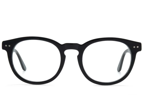 Lunettes ovales en acétate noir #BS218-0602