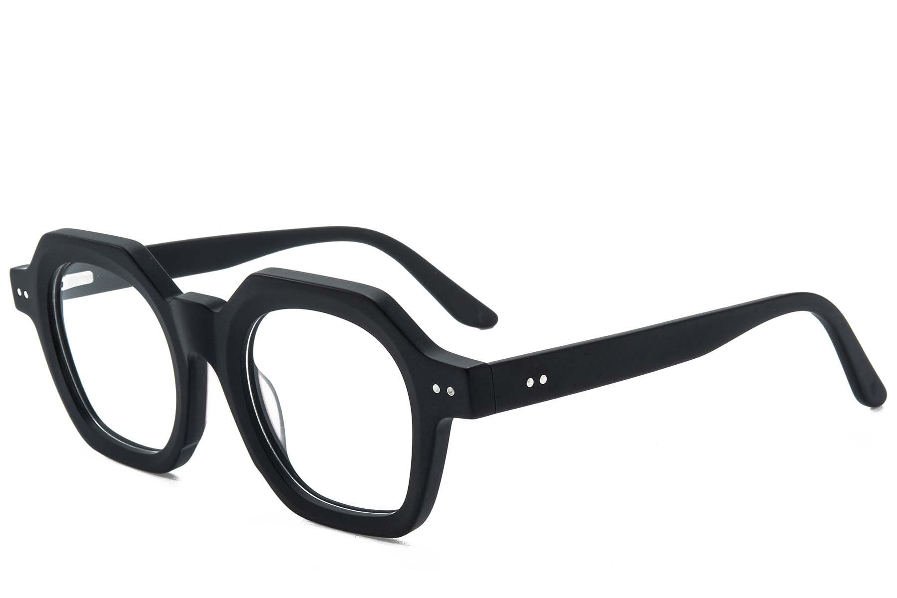 Rechteckige schwarze Acetatbrille #BS218-0607