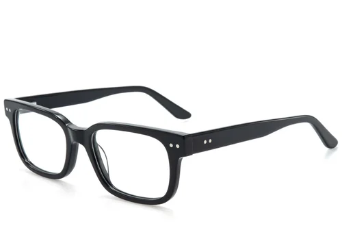 Lunettes rectangulaires en acétate noir #BS218-0608