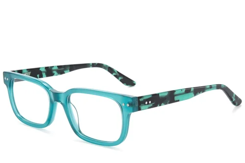 Lunettes rectangulaires en acétate bleu #BS218-0611