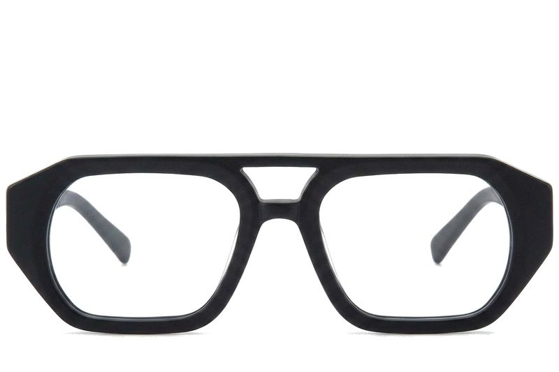Gafas de aviador de acetato negro #BS218-0617