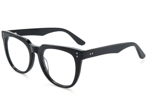 Occhiali ovali in acetato nero #BS218-0618