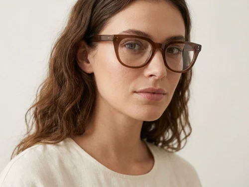 Lunettes ovales en acétate brun #BS218-0620