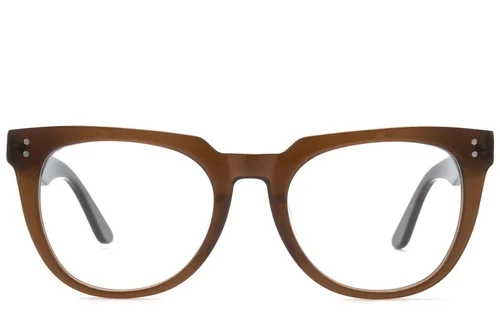 Lunettes ovales en acétate brun #BS218-0620