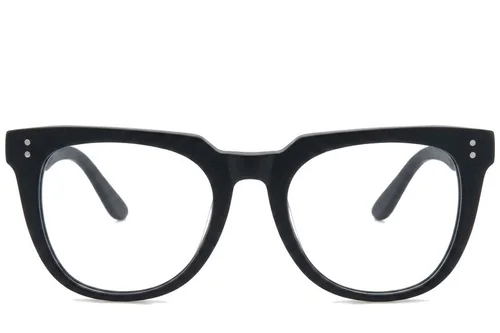 Lunettes ovales en acétate noir #BS218-0622
