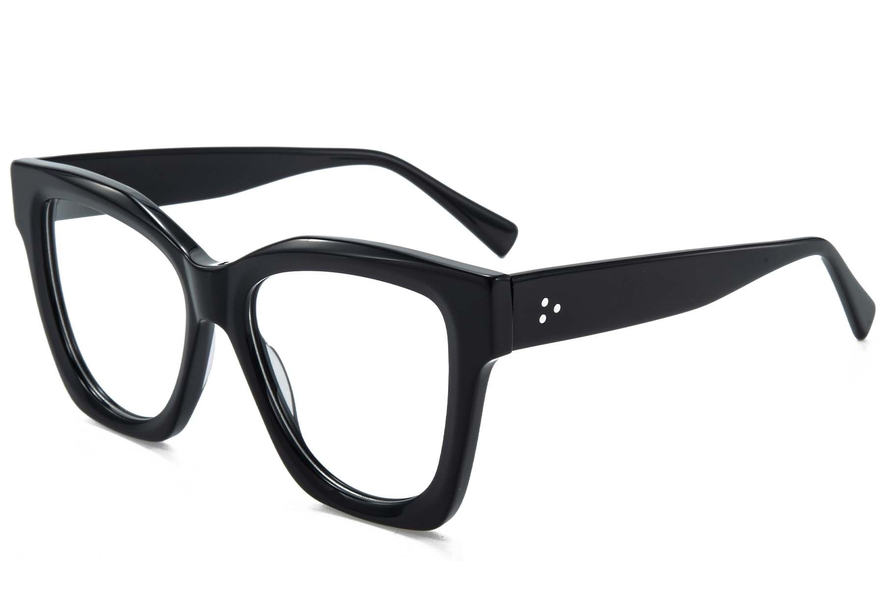 Rectangular Black Acetate Glasses #BS218-0623