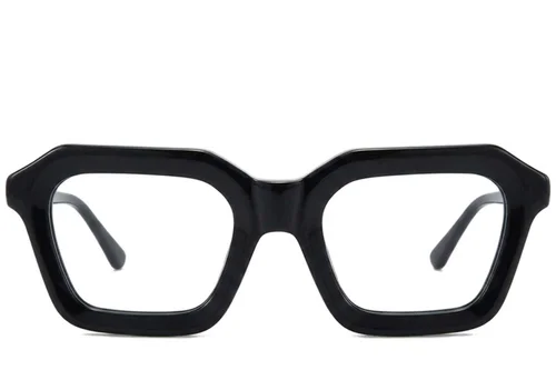 Lunettes rectangulaires en acétate noir #BS218-0628