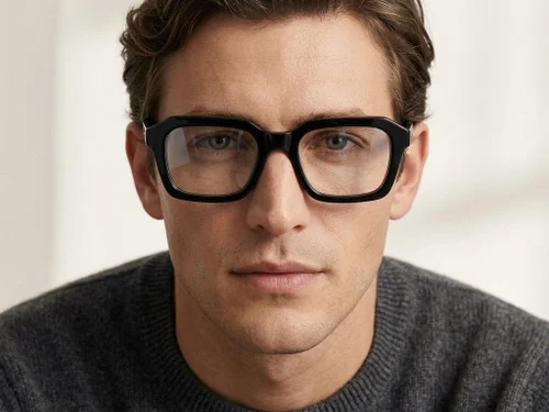 Lunettes rectangulaires en acétate noir #BS218-0628