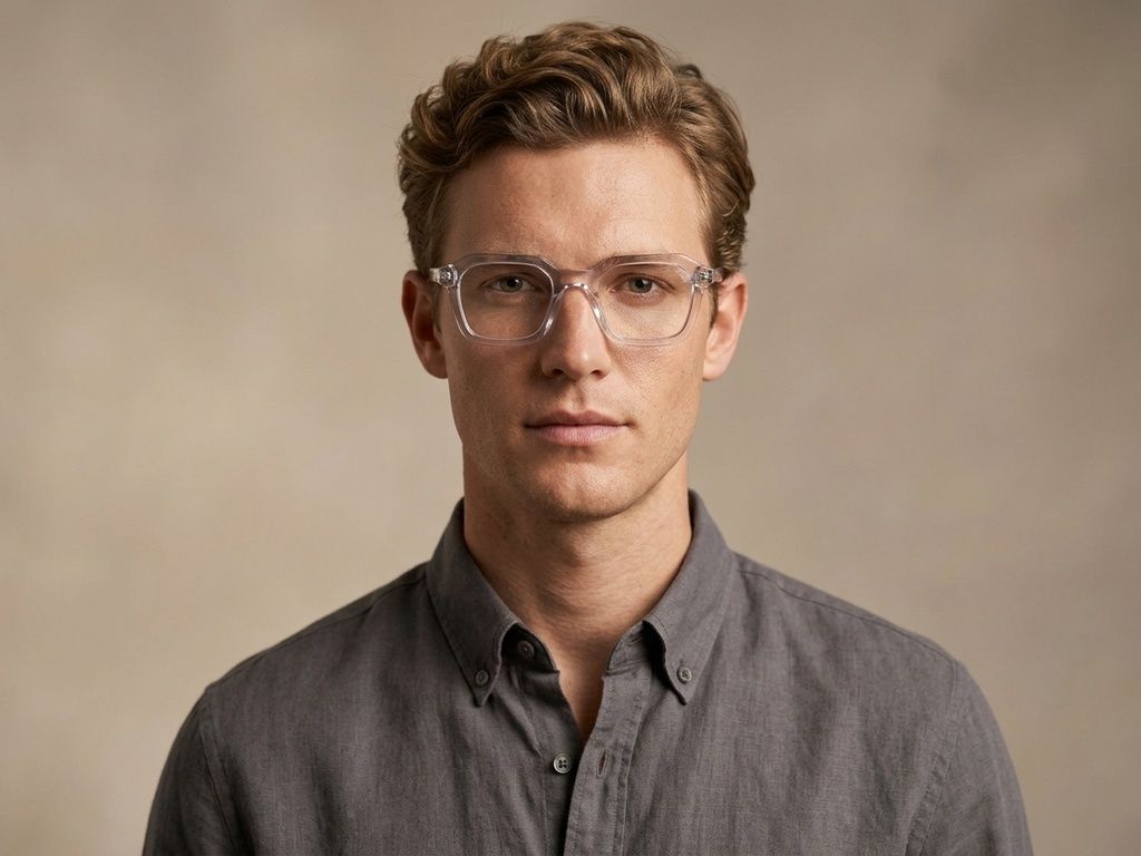 Rectangular Transparent Acetate Glasses #BS218-0629