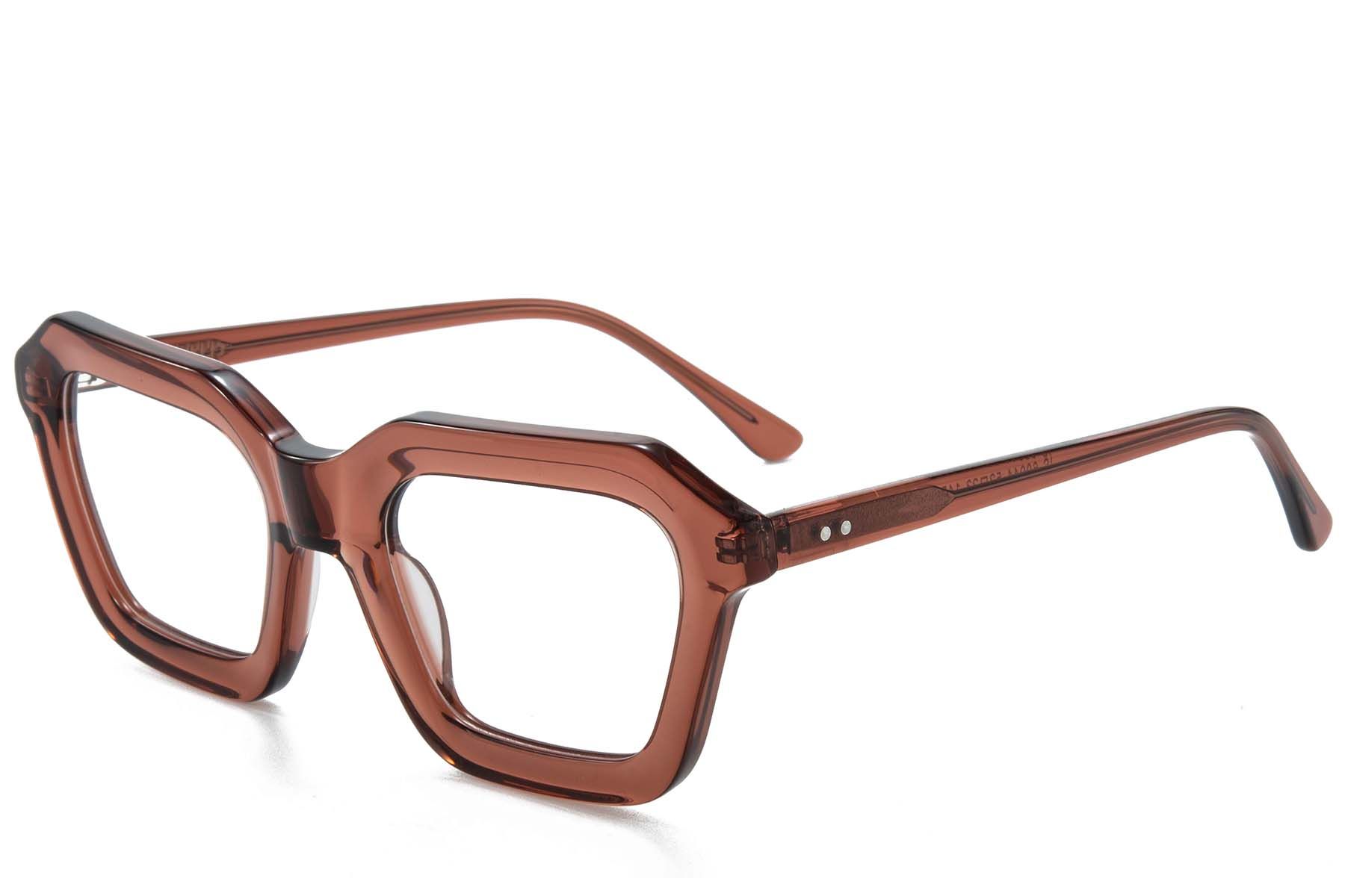 Rechteckige braune Acetatgläser #BS218-0631