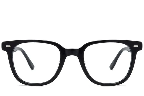 Lunettes ovales en acétate noir #BS218-0633